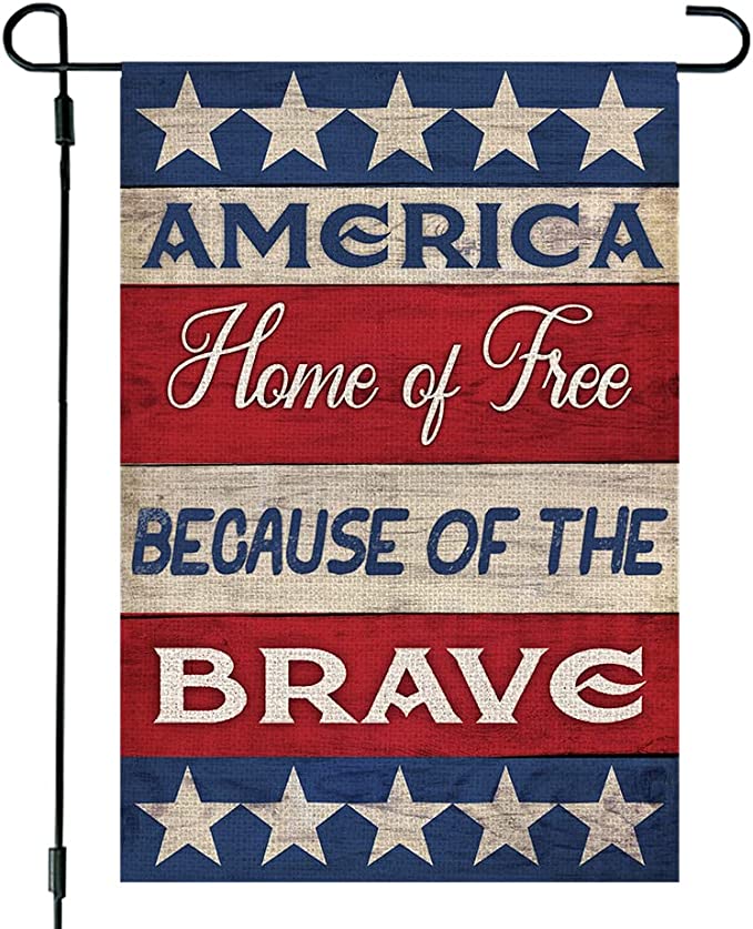 Photo 1 of 4th of July Patrioctic Free Garden Flag 12x18 Inch Double Sided Memorial Day Blue Star Red Independence Day Outside Yard Party Decoration
