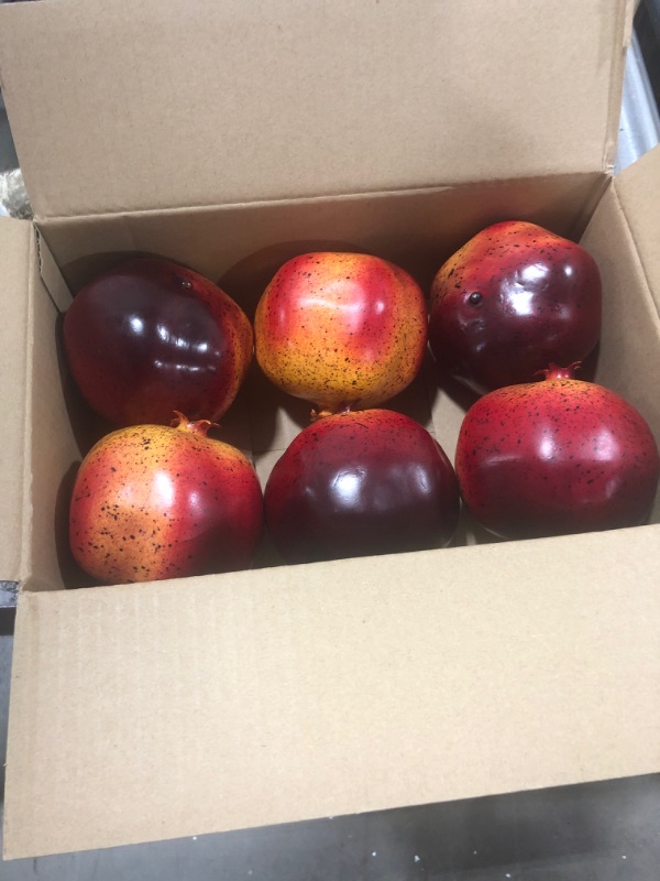 Photo 2 of Woration 6 PCS Artificial Pomegranates Fake Realistic Simulation Fruits Vivid Pomegranates for Home Ornament Fruit Desk Office Restaurant Decorations & Props