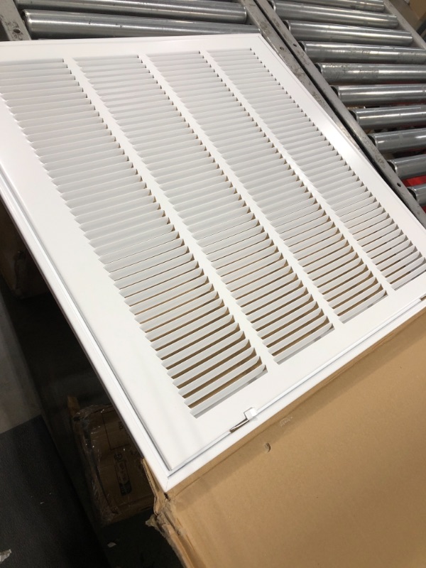 Photo 2 of 22" X 22" Steel Return Air Filter Grille for 1" Filter - Fixed Hinged - Ceiling Recommended - HVAC DUCT COVER - Flat" Stamped Face - White [Outer Dimensions: 24.5 X 23.75] 22 X 22