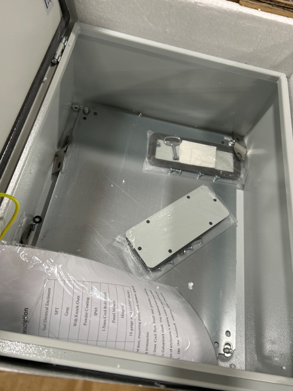 Photo 1 of VEVOR NEMA Steel Enclosure, 16 x 12 x 8'' NEMA 4X Steel Electrical Box, IP66 Waterproof & Dustproof, Outdoor/Indoor Electrical Junction Box, with Mounting Plate