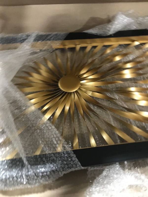 Photo 3 of Deco 79 Metal Sunburst Coiled Ribbon Wall Decor with Black Frame, 24" x 3" x 52", Gold