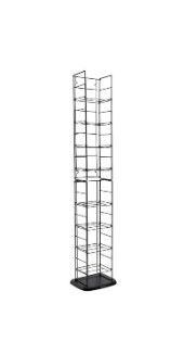 Photo 1 of Atlantic Adjustable Wire Media Rack - Heavy Gauge Steel, Silver/Black & Wire Frame Media Tower - 93 DVD Storage Rack, Wide Stable Base, PN 72212041 in Black Metal and Cherry Wood, Black & Wood Rac