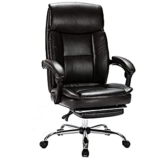 Photo 1 of Big and Tall High Back Home Office Chair with Padded Armrests, Correcting Sitting Posture Executive Chair, Adjustable Height and Tilt Angle PU Leather Ergonomic Computer Swivel Designer Chair(Black)