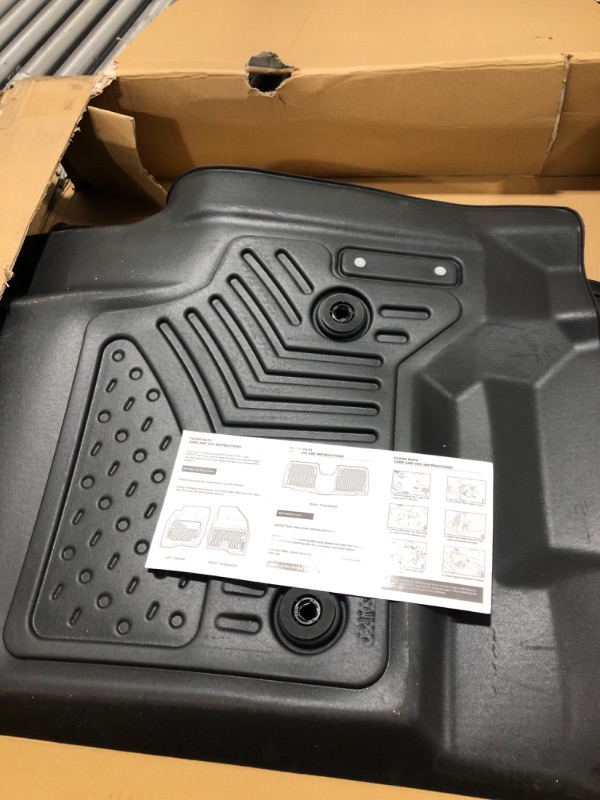 Photo 2 of OEDRO Floor Mats Fit 2014-2018 Chevy Silverado/GMC Sierra 1500 Crew Cab, 2015-2019 Silverado/Sierra 2500 HD/3500 HD Crew Cab, Black TPE All Weather 2 Row Floor Liner Set (Front & 2nd Seat) 2014-2018 & 2015-2019