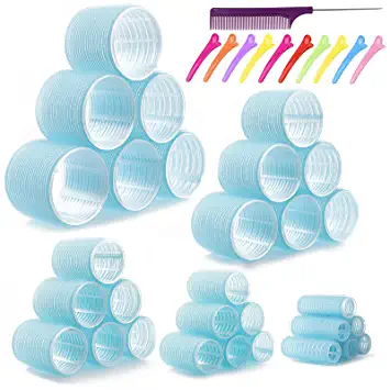 Photo 1 of 40 Pack Hair Rollers, Jumbo Hair Rollers Hair Curlers. 2.5 inch Velcro Rollers, Large Self Grip Hair Curlers for Long Hair, Big Hair Rollers for Long Hair. No heat Curlers Hair Rollers with Clips & Comb. OPEN BOX. MISSING SOME ITEMS. 
