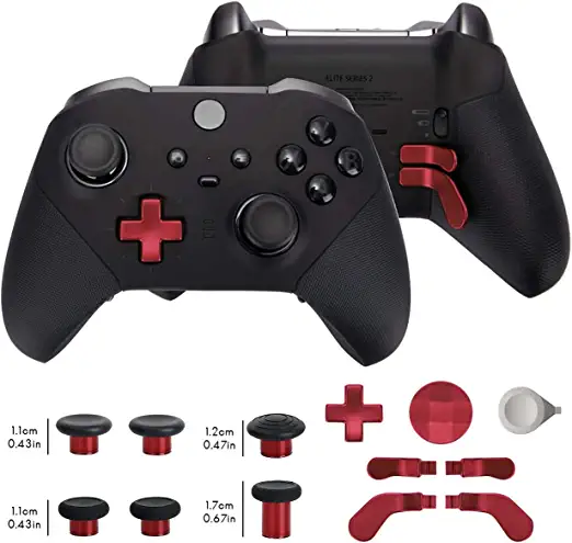 Photo 2 of 13 in 1 Metal Thumbsticks for Xbox One Elite Series 2, Elite Series 2 Controller Accessory Parts, Gaming Accessory Replacement, Metal Mod 6 Swap Joystick, 4 Paddles, 2 D-Pads, 1 Tool (Plating Red)
