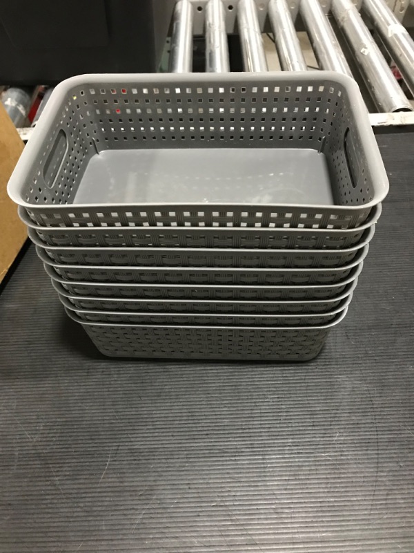 Photo 2 of [ 8 Pack ] Plastic Storage Baskets - Small Pantry Organization and Storage Bins - Household Organizers for Laundry Room, Bathrooms, Bedrooms, Kitchens, Cabinets, Countertop, Under Sink or On Shelves
