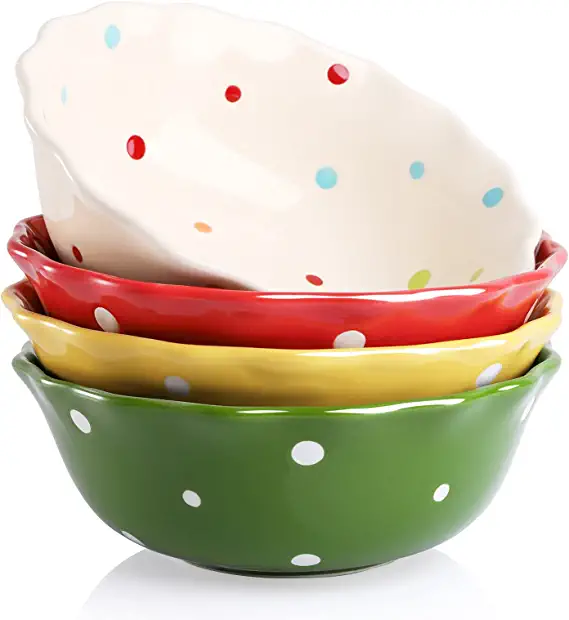 Photo 1 of AVLA 4 Pack Porcelain Dessert Bowls, 9 OZ Ceramic Ice Cream Bowls for Kitchen, Small Snack Bowl Set for Appetizer, Nuts, Cereal, Fruit, Soup, Side Dishes, Microwave and Dishwasher Safe ( Polka Dot )
