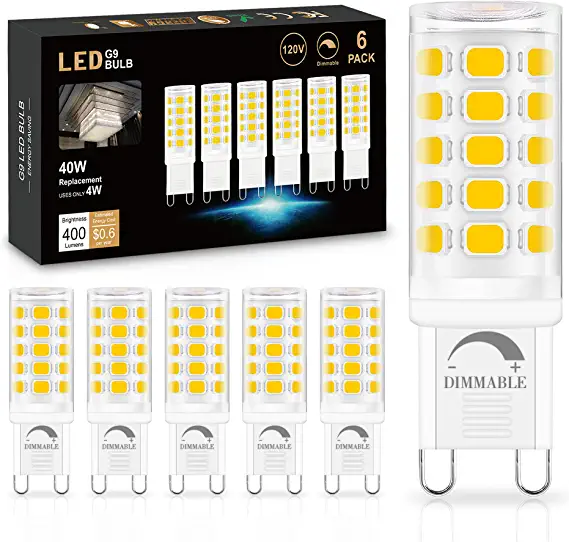 Photo 1 of 6 Pack Dimmable G9 LED Bulb 4000K Natural Daylight, Sailstar T4 G9 4W Replacement for 40 Watts Halogen, Ceramic Bi Pin Base, 120V 400 Lumen 360°Beam Angle, G9 Light Bulbs for Chandelier
