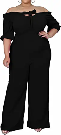 Photo 1 of Aro Lora Womens Plus Size One Shoulder One Piece Pant Outfit Club Flare Jumpsuit Romper, Size 3XL