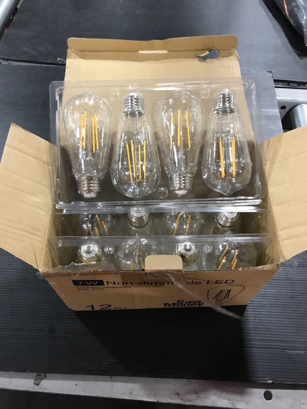 Photo 3 of 12-Pack Vintage 7W ST58 LED Edison Light Bulbs 60W Equivalent