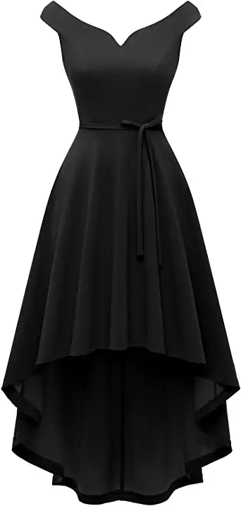 Photo 1 of DRESSTELLS Off Shoulder Bridesmaid High Low Semi Formal Homecoming Dress for Juniors Teens Wedding Guest
