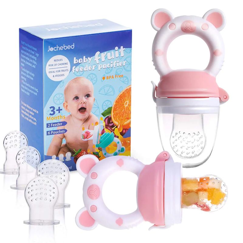 Photo 1 of Jochebed Baby Fruit Food Feeder Pacifier - Fresh Food Feeder, Infant Fruit Teething Teether Toy for 3-24 Months, 6 Pcs Silicone Pouches f