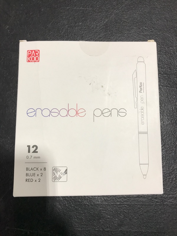 Photo 2 of ParKoo Retractable Erasable Gel Pens Clicker Fine Point 0.7 mm, No Need for White Out, 8 Black/2 Blue/2 Red Ink for Completing Sudoku and Crossword Puzzles, 12-Pack. 