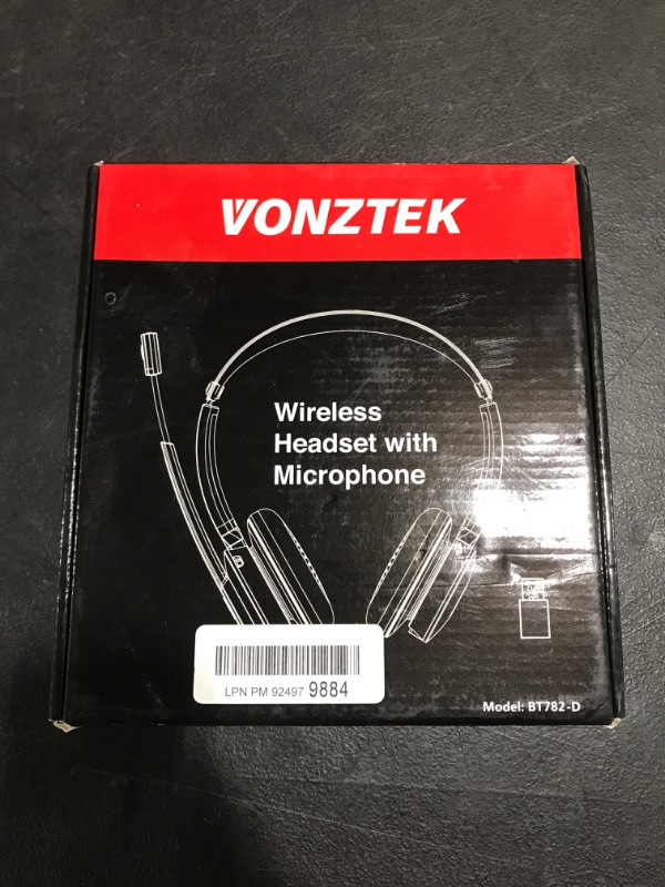 Photo 3 of Bluetooth Headset with Microphone, Wireless Headphones with USB Audio Dongle, On Ear Headphones AI Noise Canceling Mic|26hrs Talktime|Mute Button|Plug & Play for PC/Mac/Laptop/Zoom/Skype/Ms Teams. OPEN BOX. PRIOR USE. 
