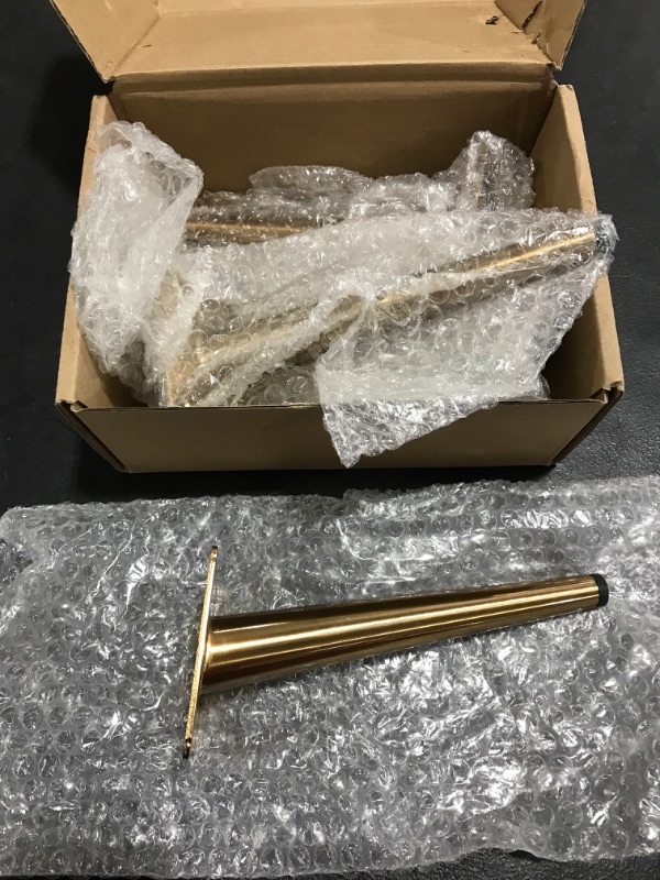 Photo 3 of 8-Inch Brass Gold Furniture Legs, Round Tapered Oblique Metal Table Legs, Brushed Gold Metal Home DIY Projects, for Sofa Legs TV Cabinet Legs Chair Legs Table Legs, Pack of 4. PHOTO FOR REFERENCE. 
