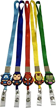 Photo 1 of Lanyard Retractable Buckle Retractable Badge Holder,Hero Badge Holder Reel Clip,Cartoon Retractable Badge Reel, Badge Reel Holder for Kids, Nurses, Name Badge Holders with Clip for Offices (17Mix). MISSING THE HULK. 
