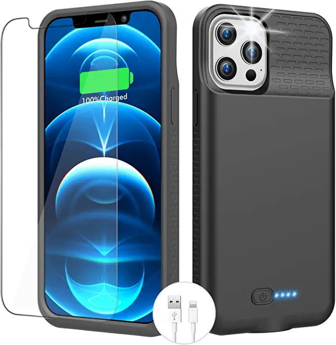 Photo 1 of Battery Case for 12/12 Pro, Real 7000mAh Rechargeable Ultra-Slim Charging Case with 1x Screen Protector & 1x Cable for iPhone 12/12 Pro Extended Battery Pack(6.1 inch). OPEN BOX.
