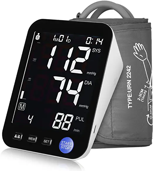 Photo 1 of Automatic Blood Pressure Monitors - Blood Pressure Machine with Extra Large Screen, Adjustable Digital Cuff Arm Kit Led Backlit Display 2 Users 999 Sets Memory Includes Charging Cord (Black). PRIOR USE.
