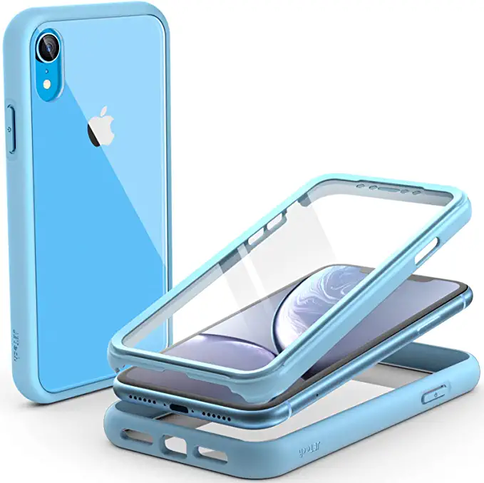 Photo 1 of JETech Case for iPhone XR 6.1-Inch with Built-in Anti-Scratch Screen Protector, 360 Degree Full Body Rugged Phone Cover Clear-Back (Blue)
