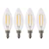 Photo 1 of 40-Watt Equivalent B10 E12 Candelabra Dimmable Filament CEC Clear Glass Chandelier LED Light Bulb Soft White (4-Pack)
