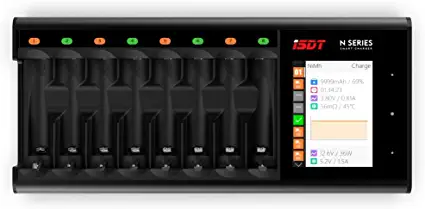 Photo 1 of LCD Display Universal Battery Charger, ISDT N8 8-Slot Speedy Smart Battery Fast Charger for Rechargeable Batteries AA AAA Li-lon LiHv Ni-MH Ni-Cd LiFePO4
