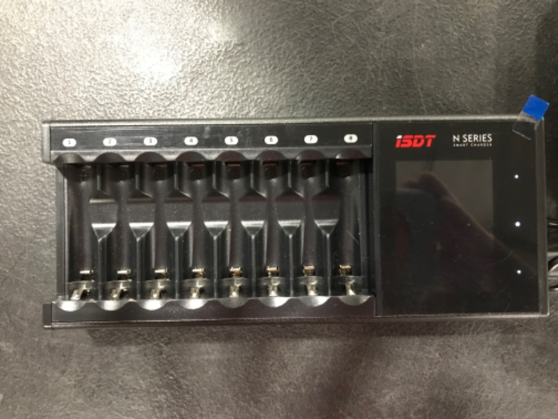 Photo 1 of LCD Display Universal Battery Charger, ISDT N8 8-Slot Speedy Smart Battery Fast Charger for Rechargeable Batteries AA AAA Li-lon LiHv Ni-MH Ni-Cd LiFePO4
