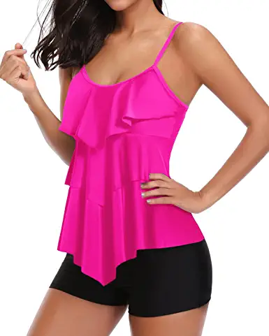 Photo 1 of **BOTTOM ONLY**  Size M
Holipick Women Tankini Swimsuits Two Piece Tummy Control Bathing Suits Ruffle Swim Tank Top with Boy Shorts Swimwear
