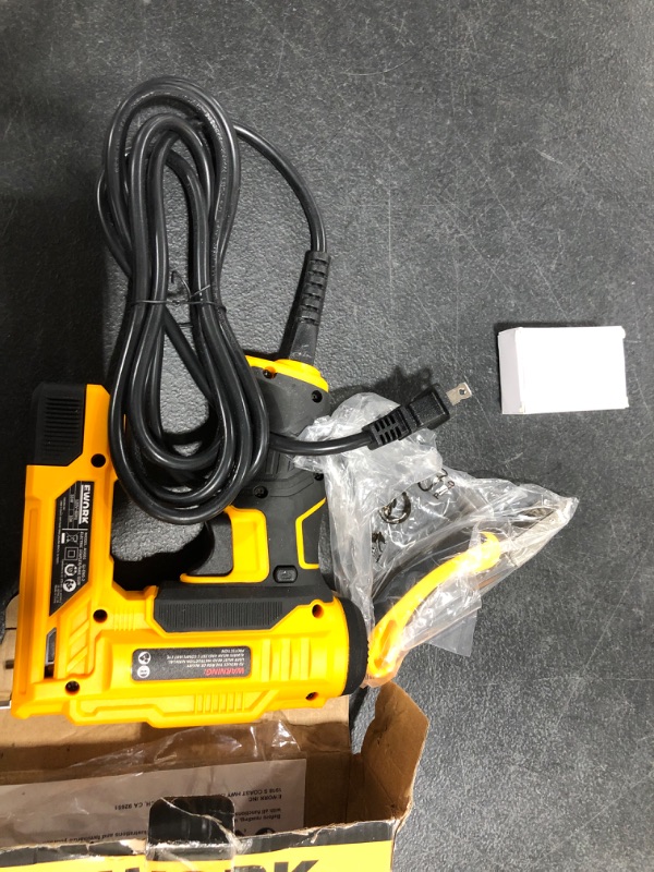 Photo 2 of EWORK Electric Staple Gun/Nail Gun Kit for DIY Project and Upholstery, 120V Corded Electric Stapler with Triple Safety Protection, Staple Remover, 400 Pcs 5/8'' Brad Nails and 600 Pcs 3/8'' Staples.
