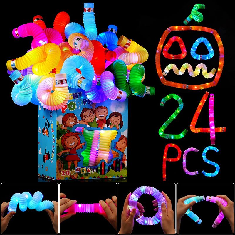 Photo 1 of Kids Party Favors 24 pack Glow Sticks Birthday Party Favors Halloween Decorations Light Up Tubes Glow in the Dark Party Supplies Classroom Prizes Goodie Bag Stuffers Return Gifts
