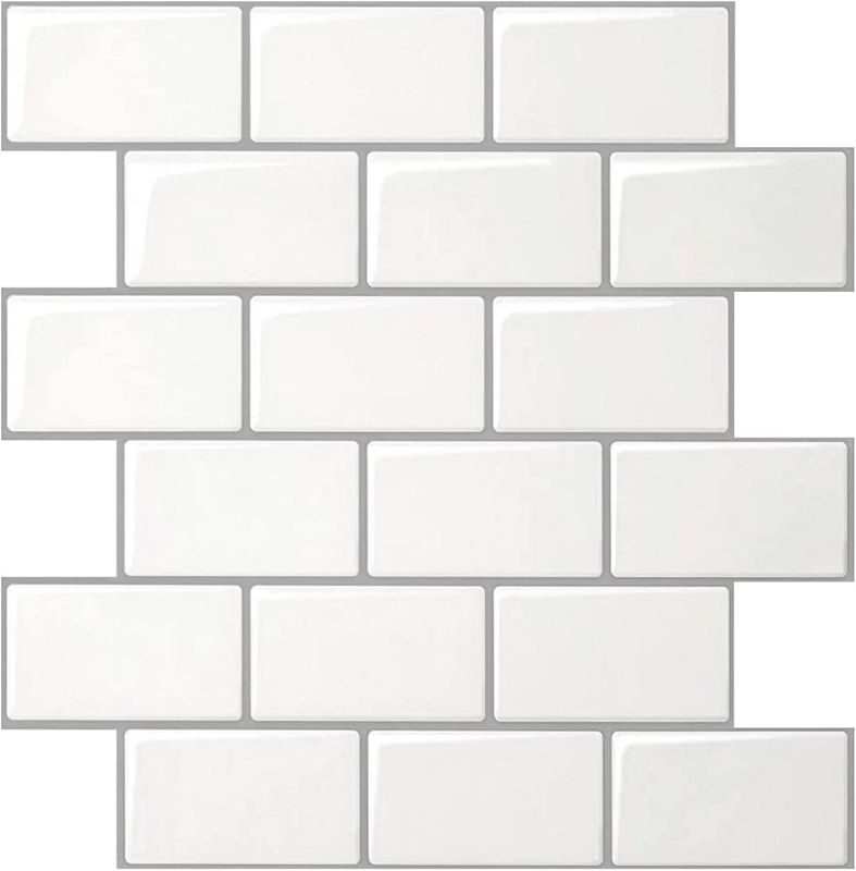 Photo 1 of Art3d Subway Tiles Peel and Stick Backsplash Warm White, Stick on Tiles Kitchen Backsplash (10 Tiles, Thicker Version)
