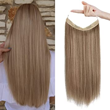 Photo 1 of  Invisible Wire Hair Extensions with Transparent Headband Adjustable Size Removable Secure Clips