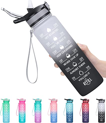 Photo 1 of 32OZ Water Bottles with Removable Straw & Time Marker