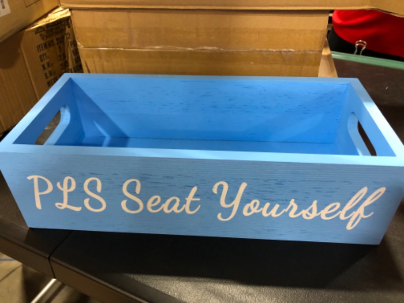 Photo 1 of "Please Seat Yourself" Blue Bathroom Decor Box