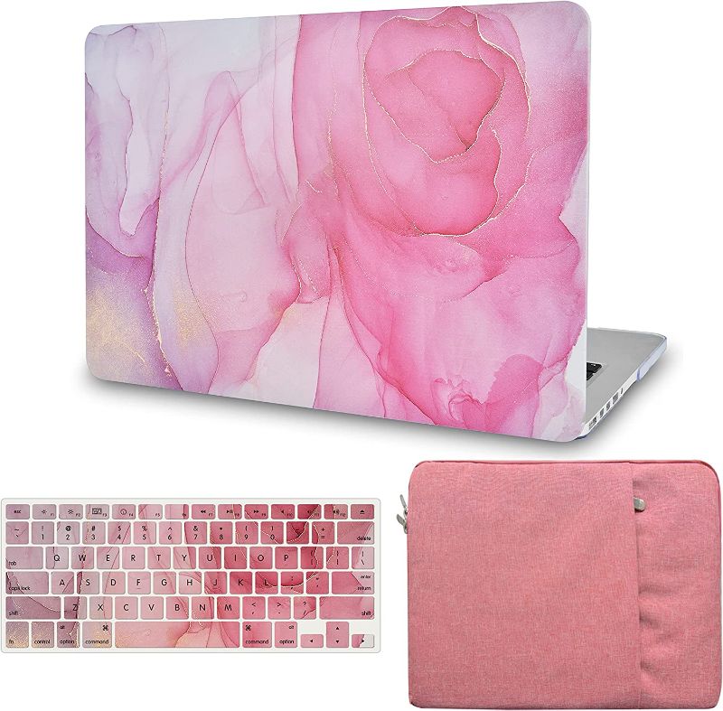 Photo 1 of MORTAKA 3 in 1 Case Compatible with MacBook Pro 13" (2016-2020) +/- Touch Bar A2159/A1989/A1706/A1708 Hard Shell Cover, Sleeve & Keyboard Cover (Rose Marble)
