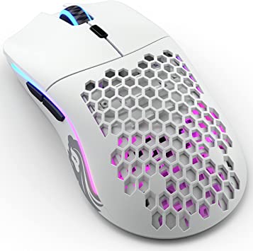 Photo 1 of Gloriuos White Gaming Mouse -Glorious Model O Wireless Minus Mouse - RGB Mouse 65 g Lightweight Mouse Gaming - PC Accessories - Gaming Mouse Honeycomb - Gaming Mouse Wireless (Matte White Mouse)