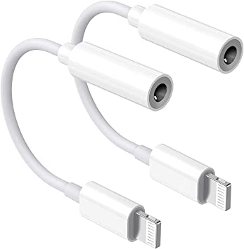 Photo 1 of iPhone Headphone Jack Adapter, 2 Pack Lightning to 3.5 mm Earbuds Converter Aux Earphones Cable Audio Connector Cord Compatible with iPhone 12/SE/11/XR/Xs/X/8/iPad/iPod