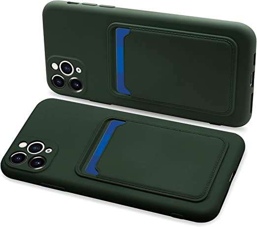 Photo 1 of Naiadiy Silicone Case with Card Holder Compatible with iPhone 11 Pro Max 6.5 Inch - Dark Green