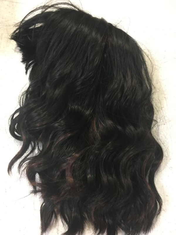 Photo 2 of Body Wave Wigs With Bangs with red lights Glueless Machine Made Wigs For Black Women(16 Inch