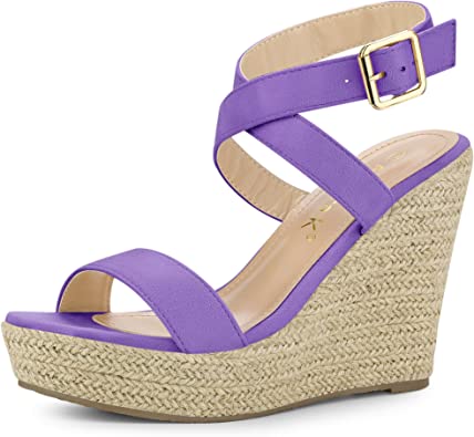 Photo 1 of Allegra K Women's Slingback Crisscross Espadrille Wedges Heel Sandals size 9