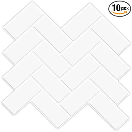 Photo 1 of Art3d Herringbone Peel and Stick Backsplash Tiles (10 Tiles, Thicker Version)