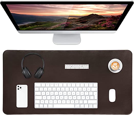 Photo 1 of HoyaHoza Tan Color Table Mat, PU Leather/Natural Cork Non-Slip Office Desk Mat, Mouse Pad