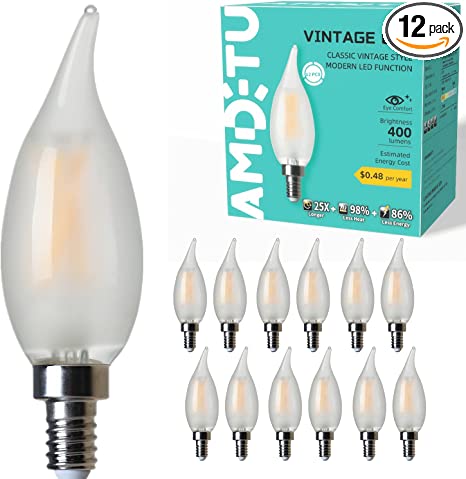 Photo 1 of 12 LED Chandelier Light Bulb-Frosted 40 watt Type B Candelabra Light Bulbs,Dimmable