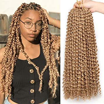 Photo 1 of 24 Inch 2 Packs Water Wave Passion Twist Crochet Hair Blonde Hot Water Setting Synthetic Passion Twists Crochet Braids Hair for Butterfly Locs 36 Strands 27#