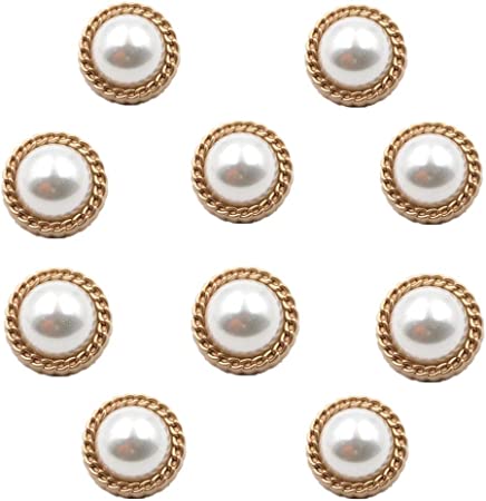 Photo 1 of 10pcs Round Pearl Buttons with Shank for Sewing