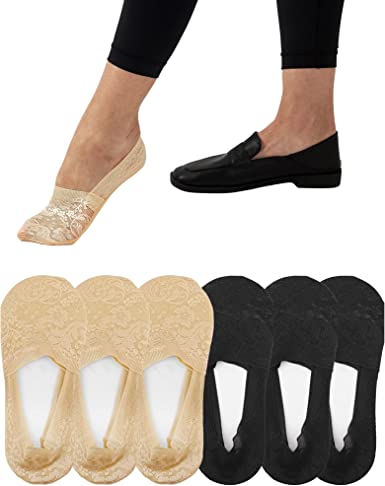 Photo 1 of 6 Pairs Women's Lace No Show Liner Socks size 6-8