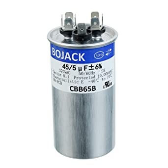 Photo 1 of 45+5uF 45/5MFD ±6% 370V CBB65 Dual Run Circular Start Capacitor for AC Motor Run or Fan Start or Condenser Straight