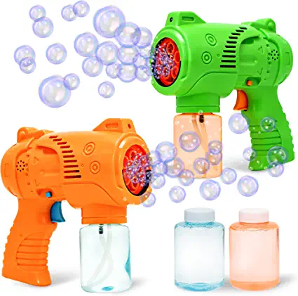 Photo 1 of Colorful Bubble Gun with 2 Bottles Bubble Solution