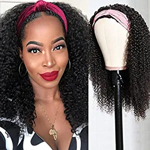 Photo 1 of 10A Afro Malaysian Kinky Curly Human Hair Half Wig WEAR WITH OR WITHOUT Headband For Women