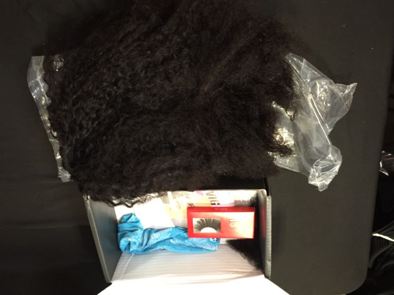Photo 3 of 10A Afro Malaysian Kinky Curly Human Hair Half Wig WEAR WITH OR WITHOUT Headband For Women